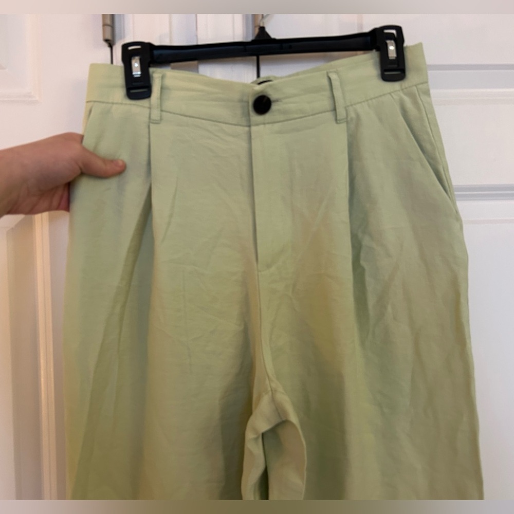 Zara Light Green Pleated Trousers - Picture 3 of 6